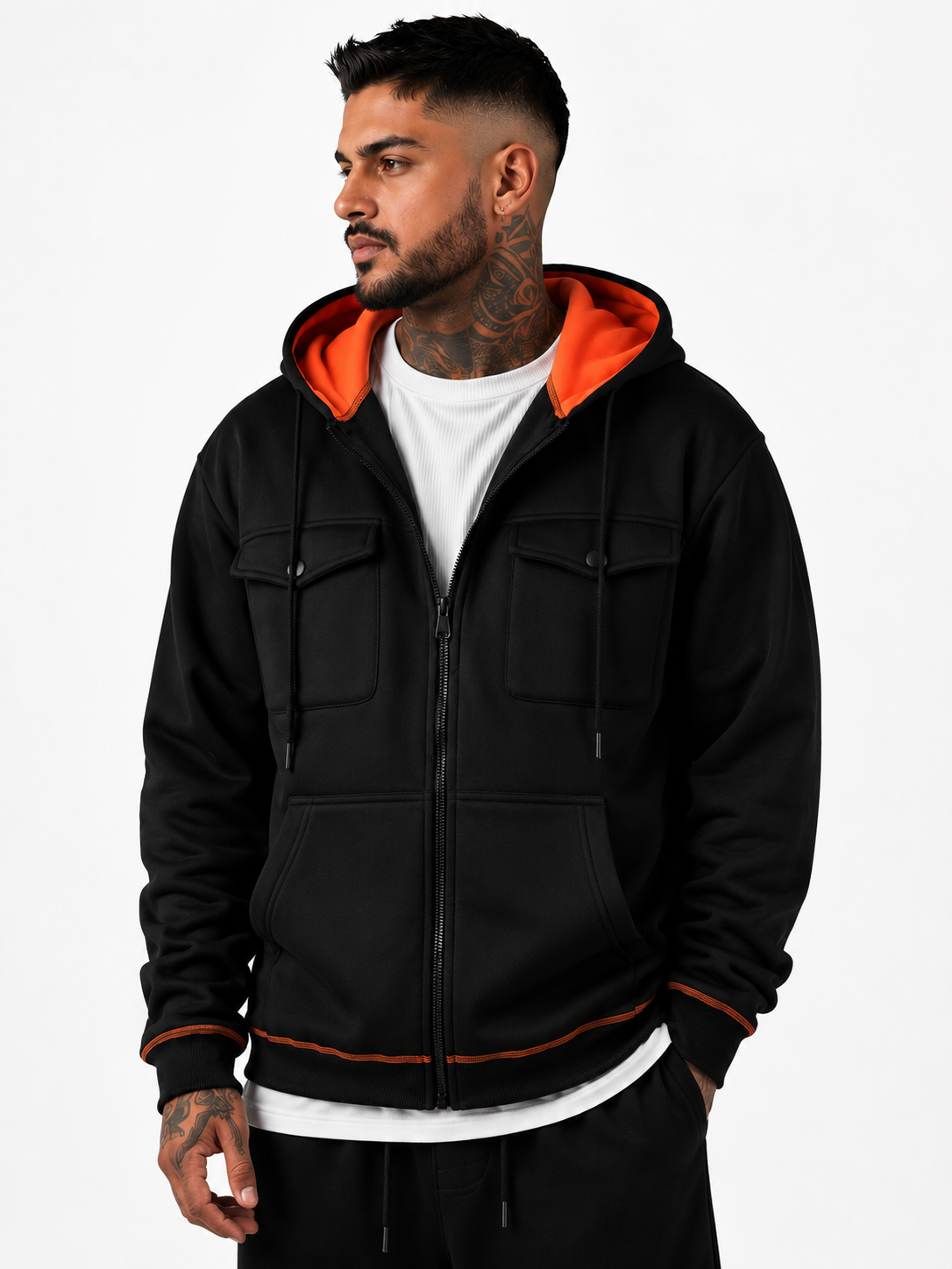 Premium Men’s Zip Hoodie – Multi-Pocket Streetwear Jacket