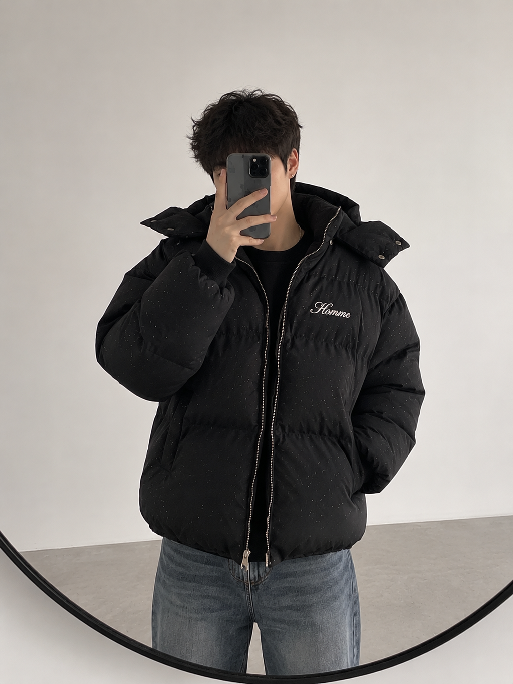 Retro Padded Winter Jacket In Black