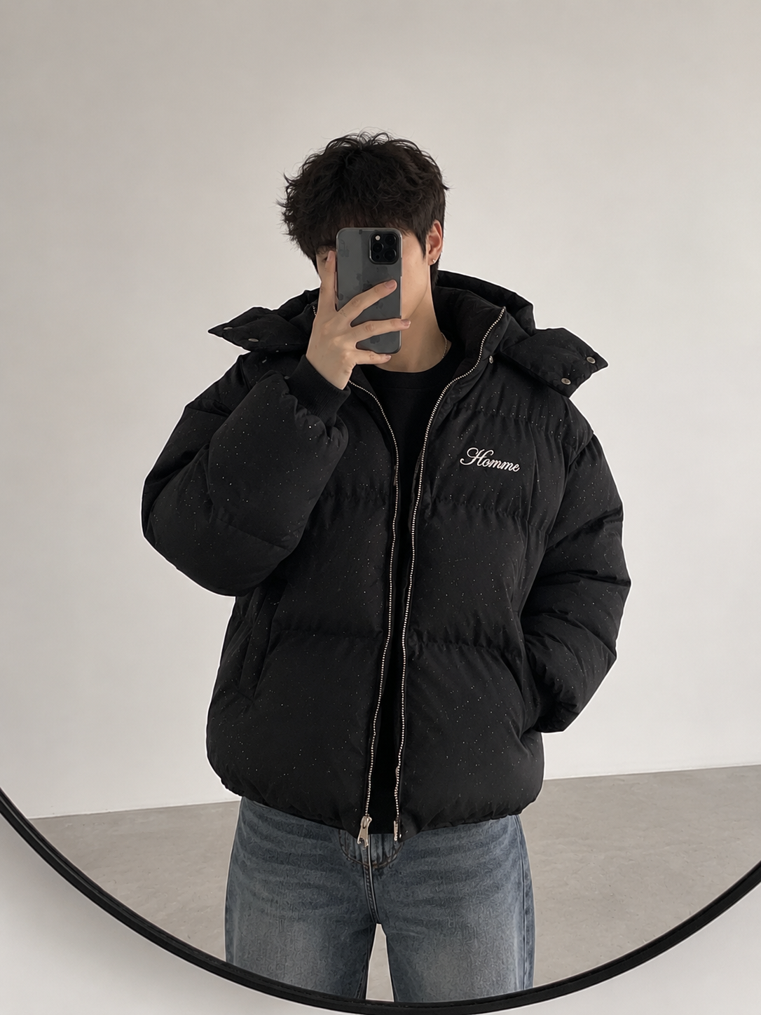 Retro Padded Winter Jacket In Black
