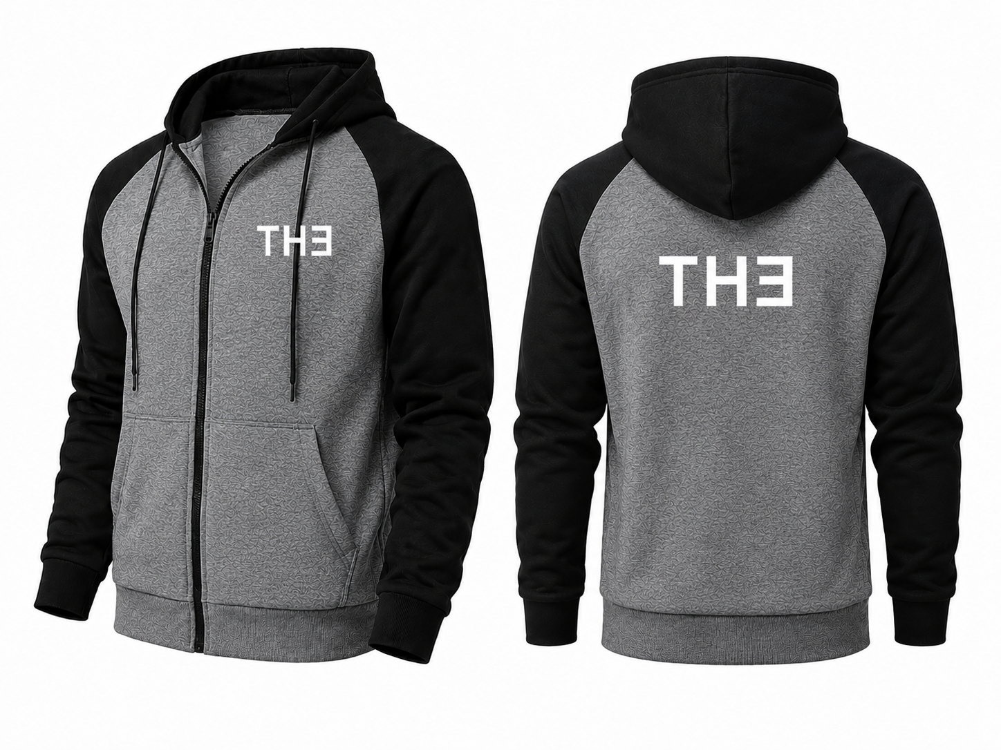 TH313 DESIGN Casual Contrast Zip Street Hoodie