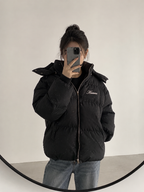 Retro Padded Winter Jacket In Black
