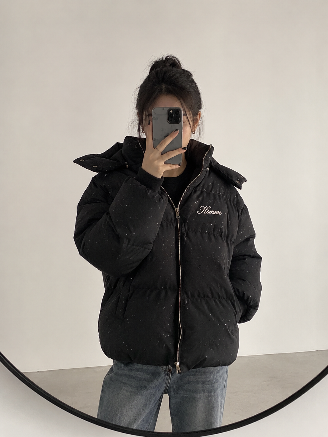 Retro Padded Winter Jacket In Black