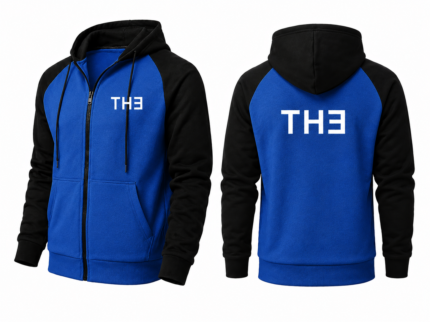 TH313 DESIGN Casual Contrast Zip Street Hoodie