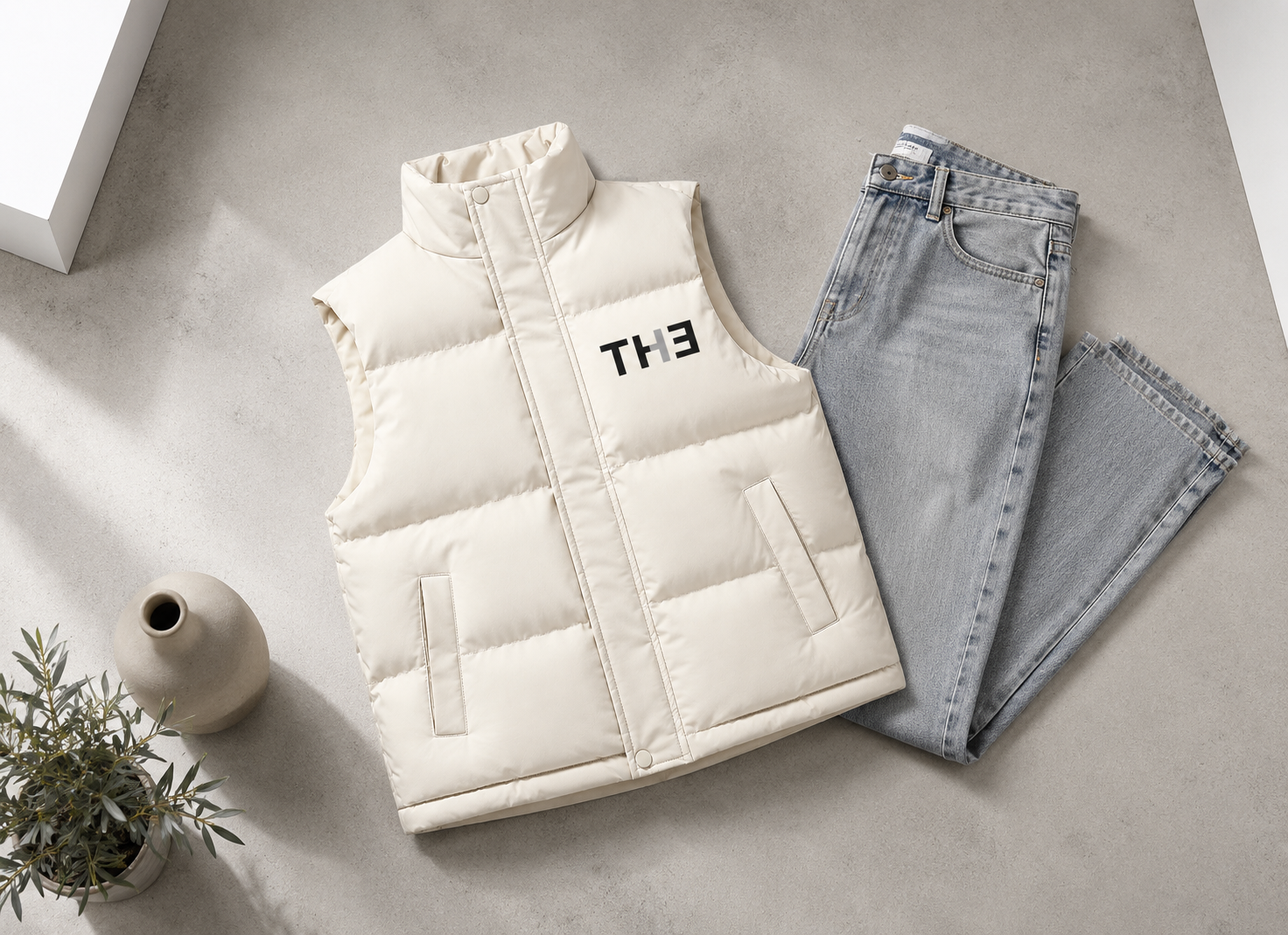 TH313 DESIGN Thickened Cotton Vest – Warm Winter Zip-Up Waistcoat