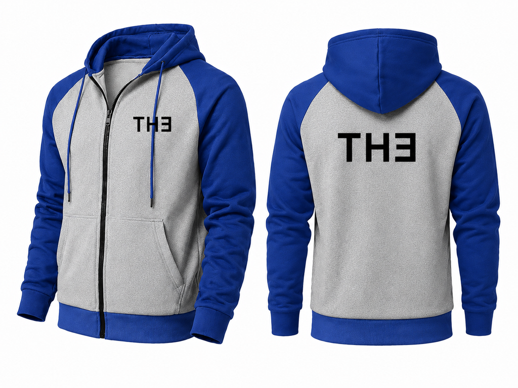 TH313 DESIGN Casual Contrast Zip Street Hoodie