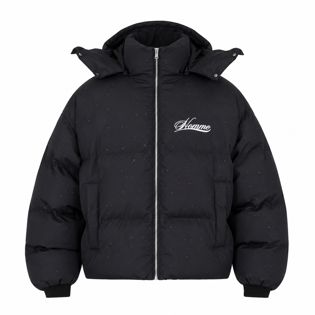 Retro Padded Winter Jacket In Black