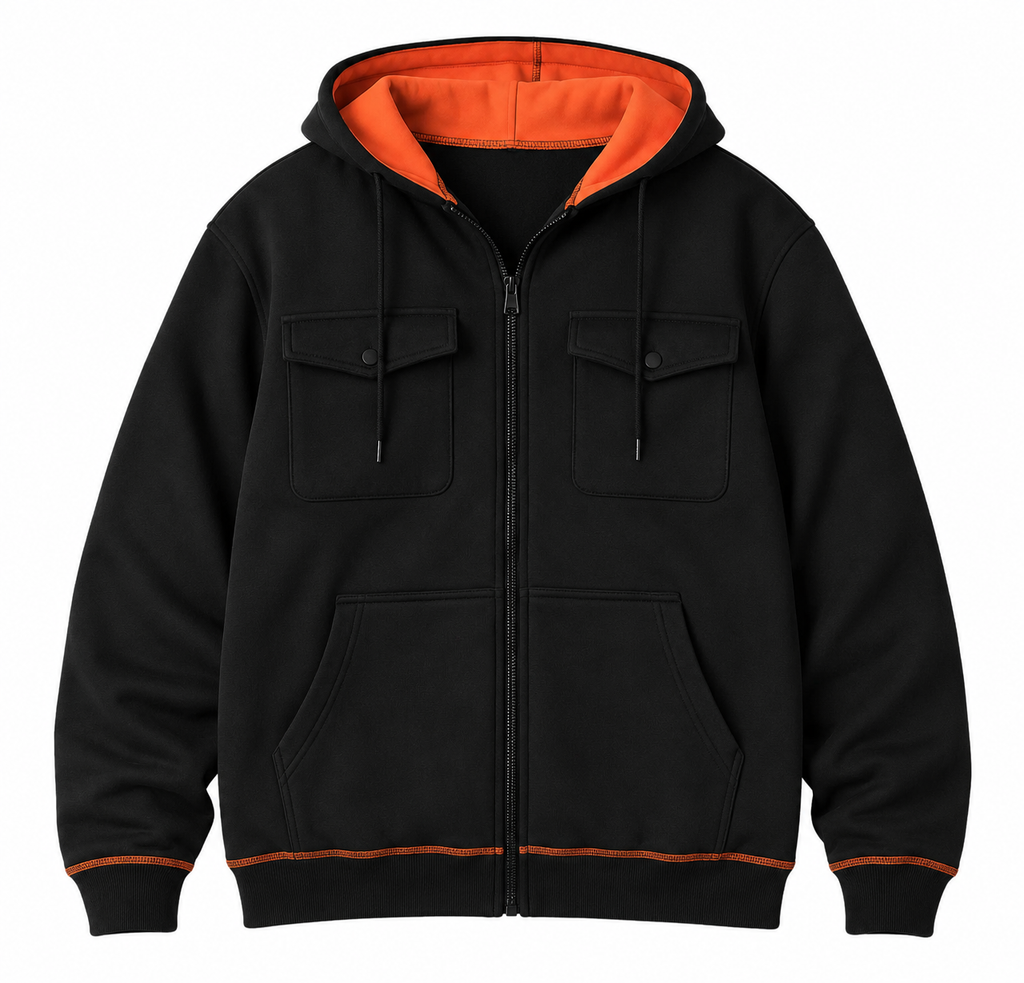 Premium Men’s Zip Hoodie – Multi-Pocket Streetwear Jacket
