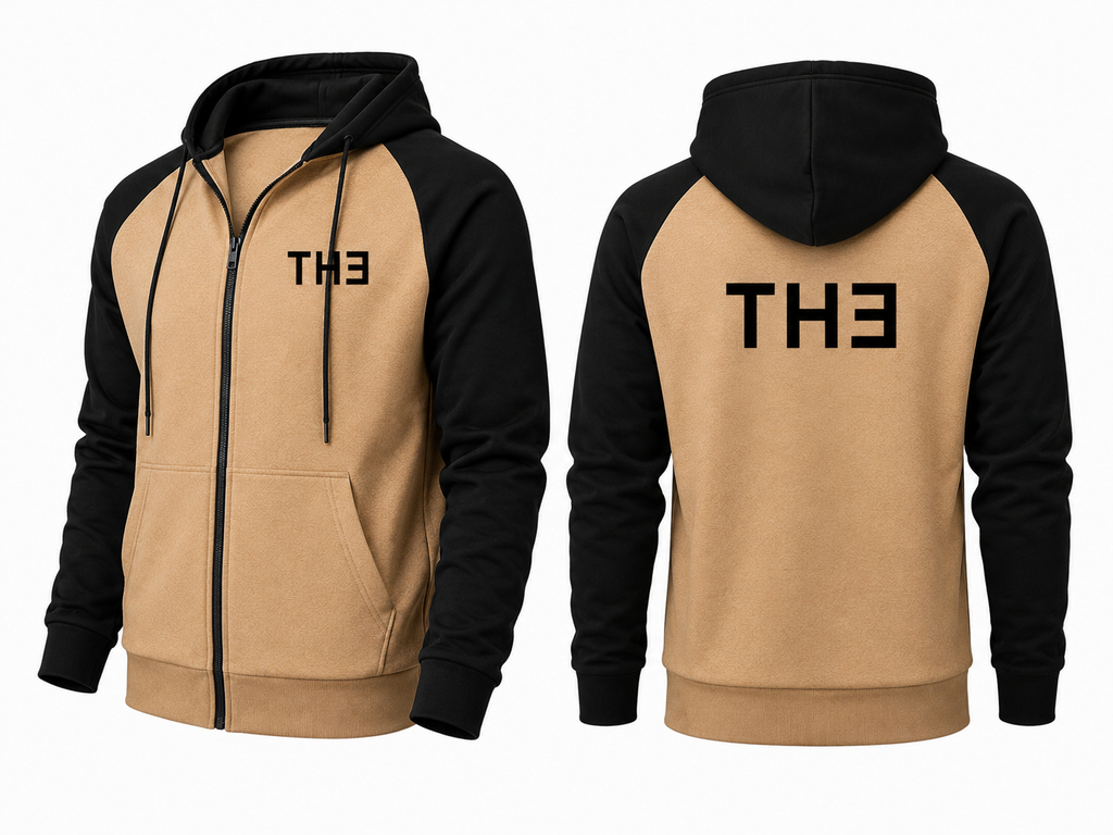 TH313 DESIGN Casual Contrast Zip Street Hoodie