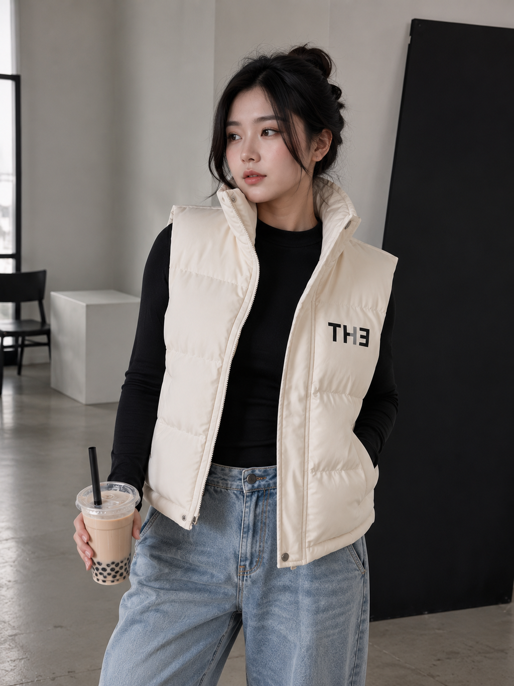 TH313 DESIGN Thickened Cotton Vest – Warm Winter Zip-Up Waistcoat