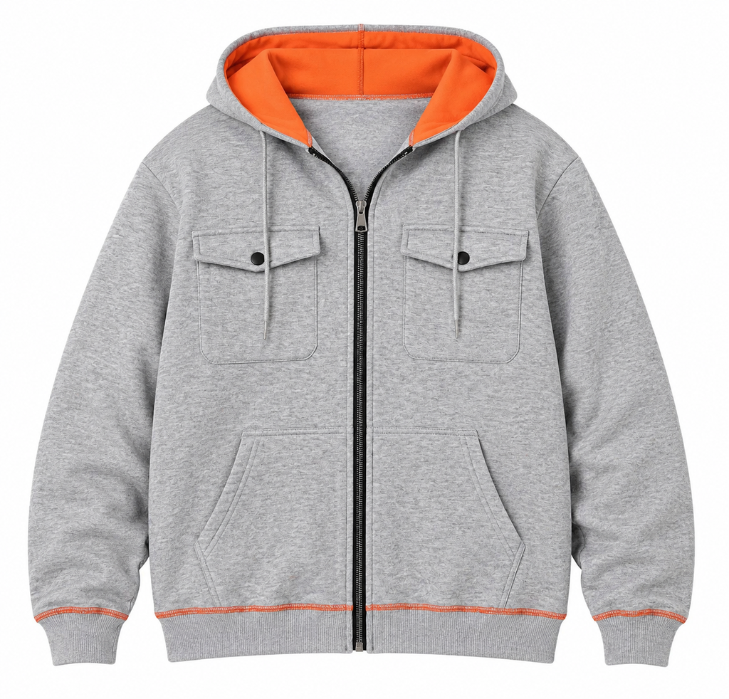 Premium Men’s Zip Hoodie – Multi-Pocket Streetwear Jacket