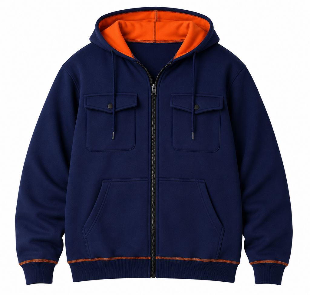Premium Men’s Zip Hoodie – Multi-Pocket Streetwear Jacket