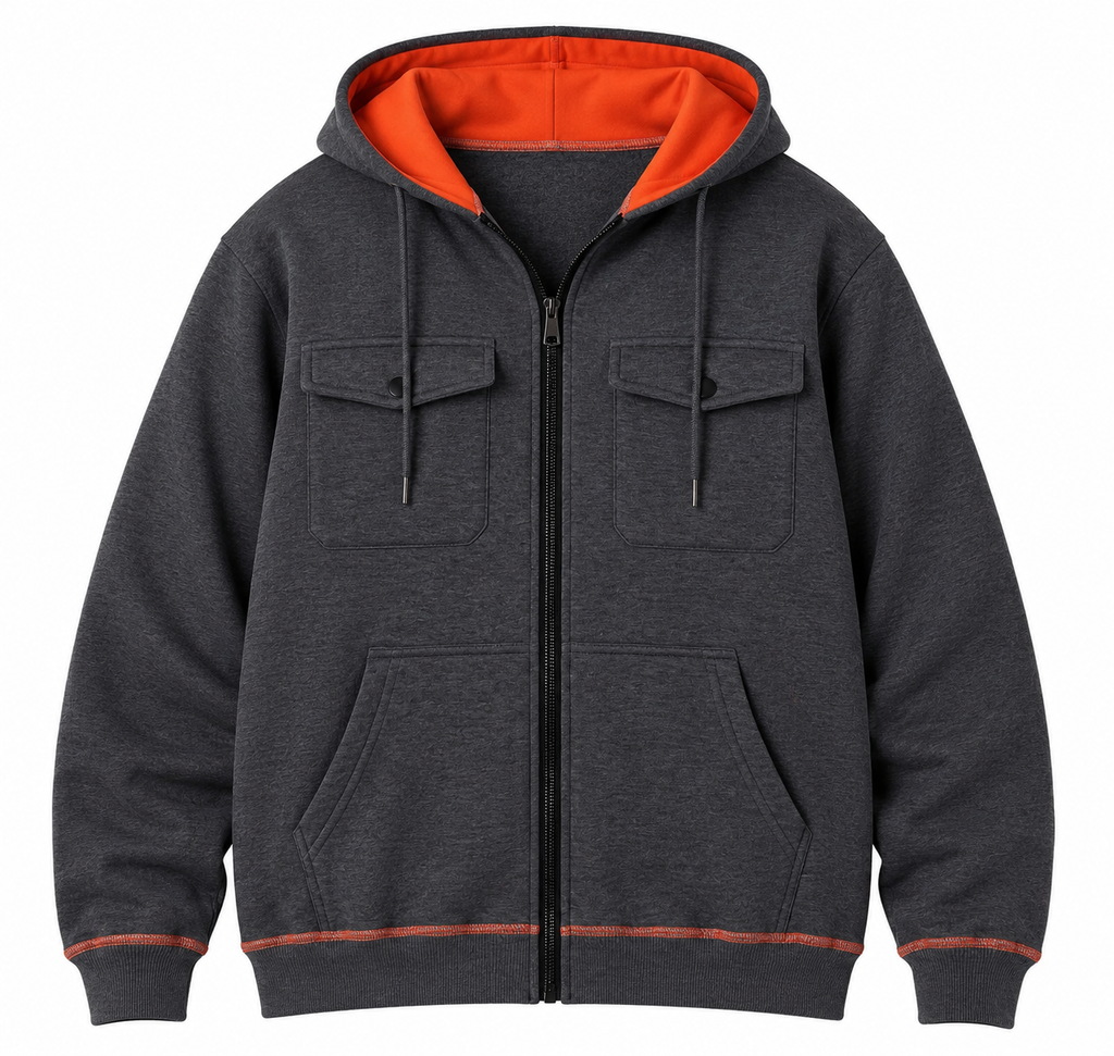 Premium Men’s Zip Hoodie – Multi-Pocket Streetwear Jacket