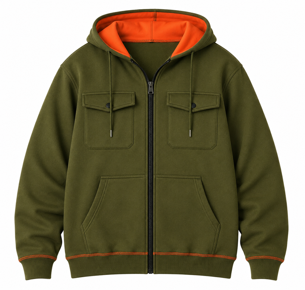 Premium Men’s Zip Hoodie – Multi-Pocket Streetwear Jacket