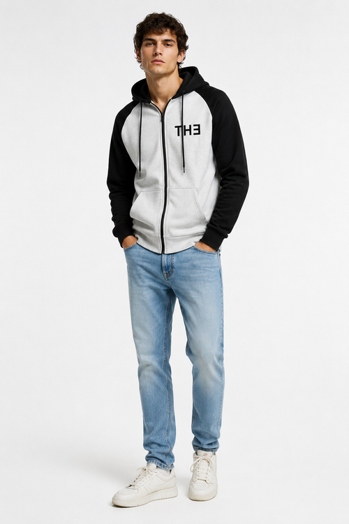 TH313 DESIGN Casual Contrast Zip Street Hoodie